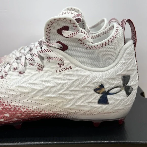 Under Armour Men's 11 Spotlight Clone 3.0 MC Football Cleats 3026334-107 WHT/RED